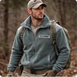 Military Style Army Fleece Green Jacket Polartec Men’s Medium